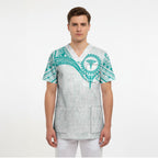 Personalised New Zealand Aotearoa Scrub Top Nurse Tribal Teal Version