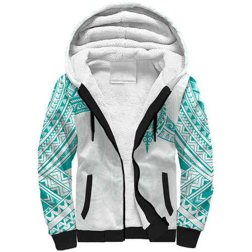 Personalised New Zealand Aotearoa Sherpa Hoodie Nurse Tribal Teal Version