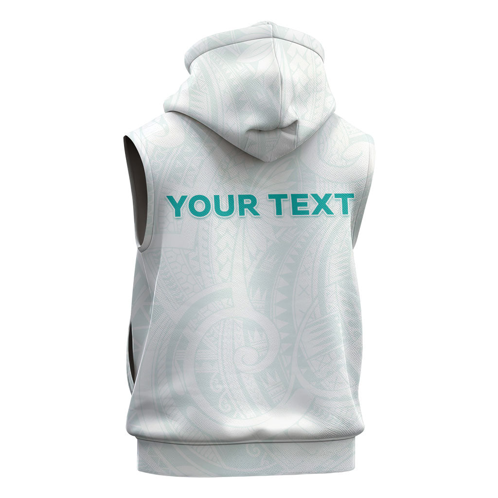 Personalised New Zealand Aotearoa Sleeveless Hoodie Nurse Tribal Teal Version