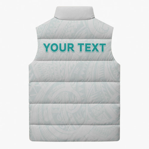 Personalised New Zealand Aotearoa Sleeveless Puffer Jacket Nurse Tribal Teal Version