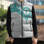 Personalised New Zealand Aotearoa Sleeveless Puffer Jacket Nurse Tribal Teal Version
