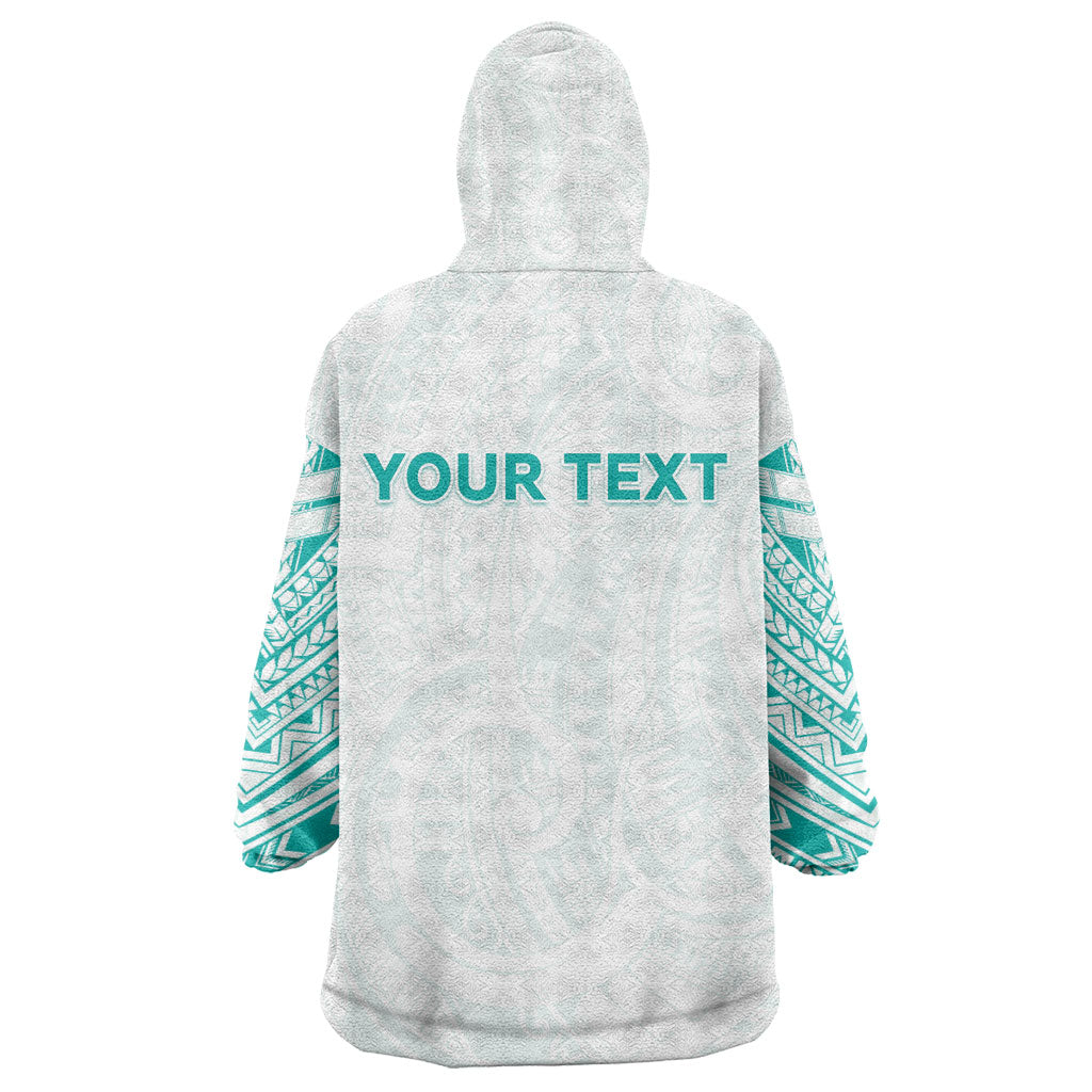 Personalised New Zealand Aotearoa Wearable Blanket Hoodie Nurse Tribal Teal Version