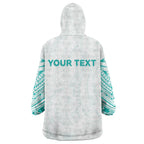 Personalised New Zealand Aotearoa Wearable Blanket Hoodie Nurse Tribal Teal Version
