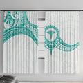 New Zealand Aotearoa Window Curtain Nurse Tribal Teal Version