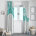 New Zealand Aotearoa Window Curtain Nurse Tribal Teal Version