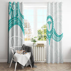 New Zealand Aotearoa Window Curtain Nurse Tribal Teal Version
