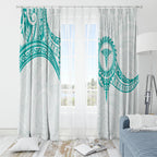 New Zealand Aotearoa Window Curtain Nurse Tribal Teal Version