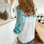 Personalised New Zealand Aotearoa Women Casual Shirt Nurse Tribal Teal Version