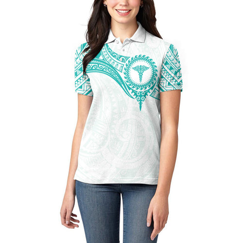 Personalised New Zealand Aotearoa Women Polo Shirt Nurse Tribal Teal Version