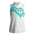 Personalised New Zealand Aotearoa Women Sleeveless Polo Shirt Nurse Tribal Teal Version