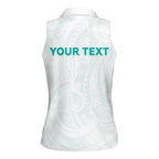 Personalised New Zealand Aotearoa Women Sleeveless Polo Shirt Nurse Tribal Teal Version