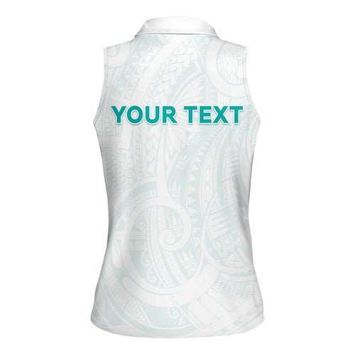 Personalised New Zealand Aotearoa Women Sleeveless Polo Shirt Nurse Tribal Teal Version