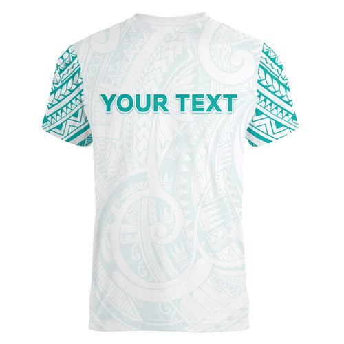 Personalised New Zealand Aotearoa Women V-Neck T-Shirt Nurse Tribal Teal Version