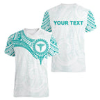 Personalised New Zealand Aotearoa Women V-Neck T-Shirt Nurse Tribal Teal Version