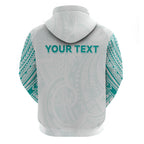 Personalised New Zealand Aotearoa Zip Hoodie Nurse Tribal Teal Version