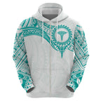 Personalised New Zealand Aotearoa Zip Hoodie Nurse Tribal Teal Version