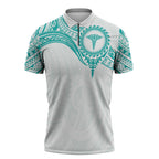 Personalised New Zealand Aotearoa Zipper Polo Shirt Nurse Tribal Teal Version