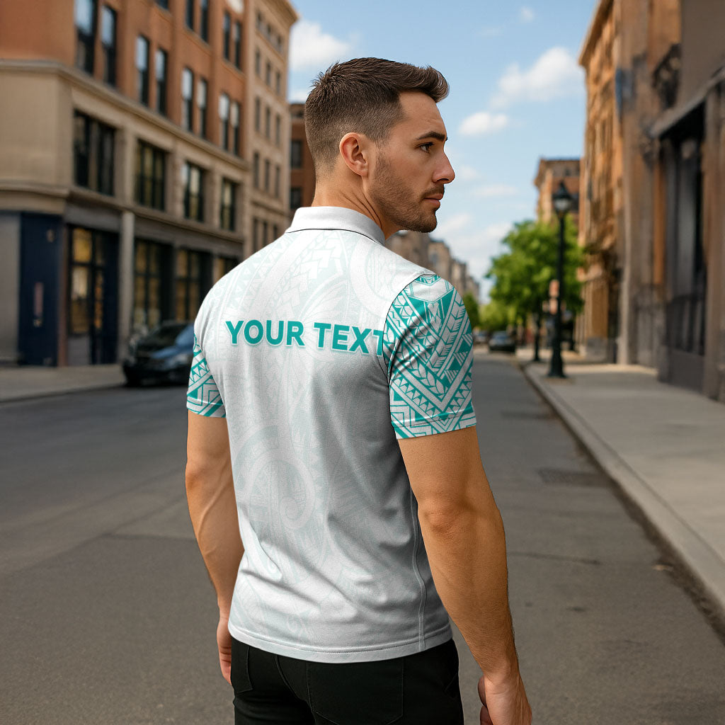 Personalised New Zealand Aotearoa Zipper Polo Shirt Nurse Tribal Teal Version