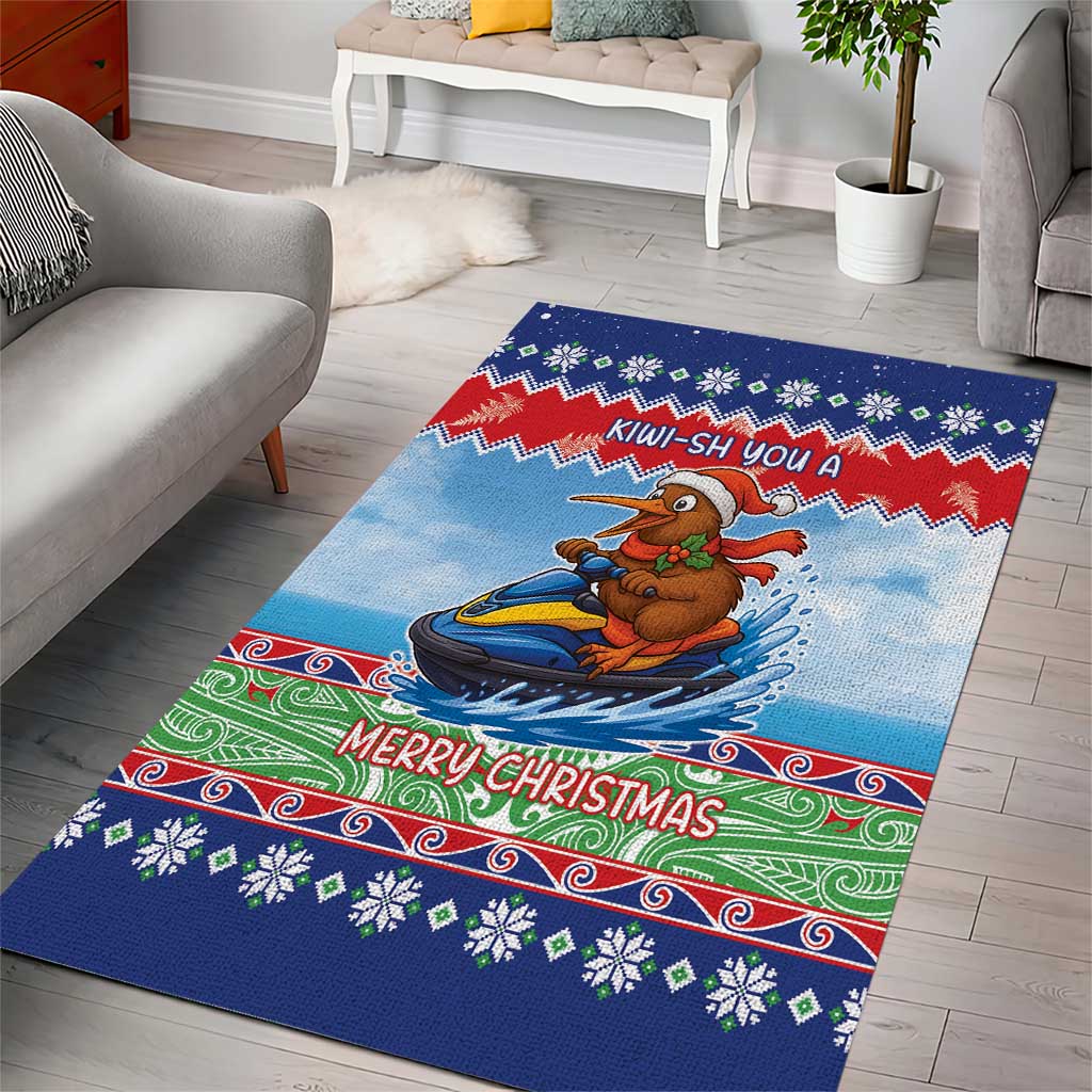 New Zealand Christmas Area Rug Funny Jet Ride Kiwi Xmas - Aussie Hoodie