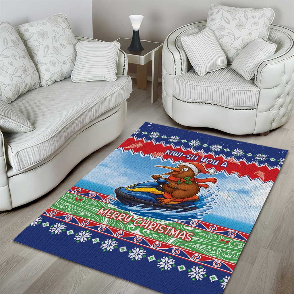 New Zealand Christmas Area Rug Funny Jet Ride Kiwi Xmas - Aussie Hoodie