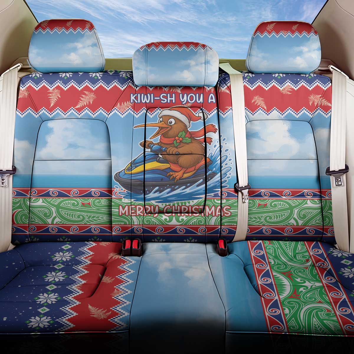New Zealand Christmas Back Car Seat Cover Funny Jet Ride Kiwi Xmas - Aussie Hoodie