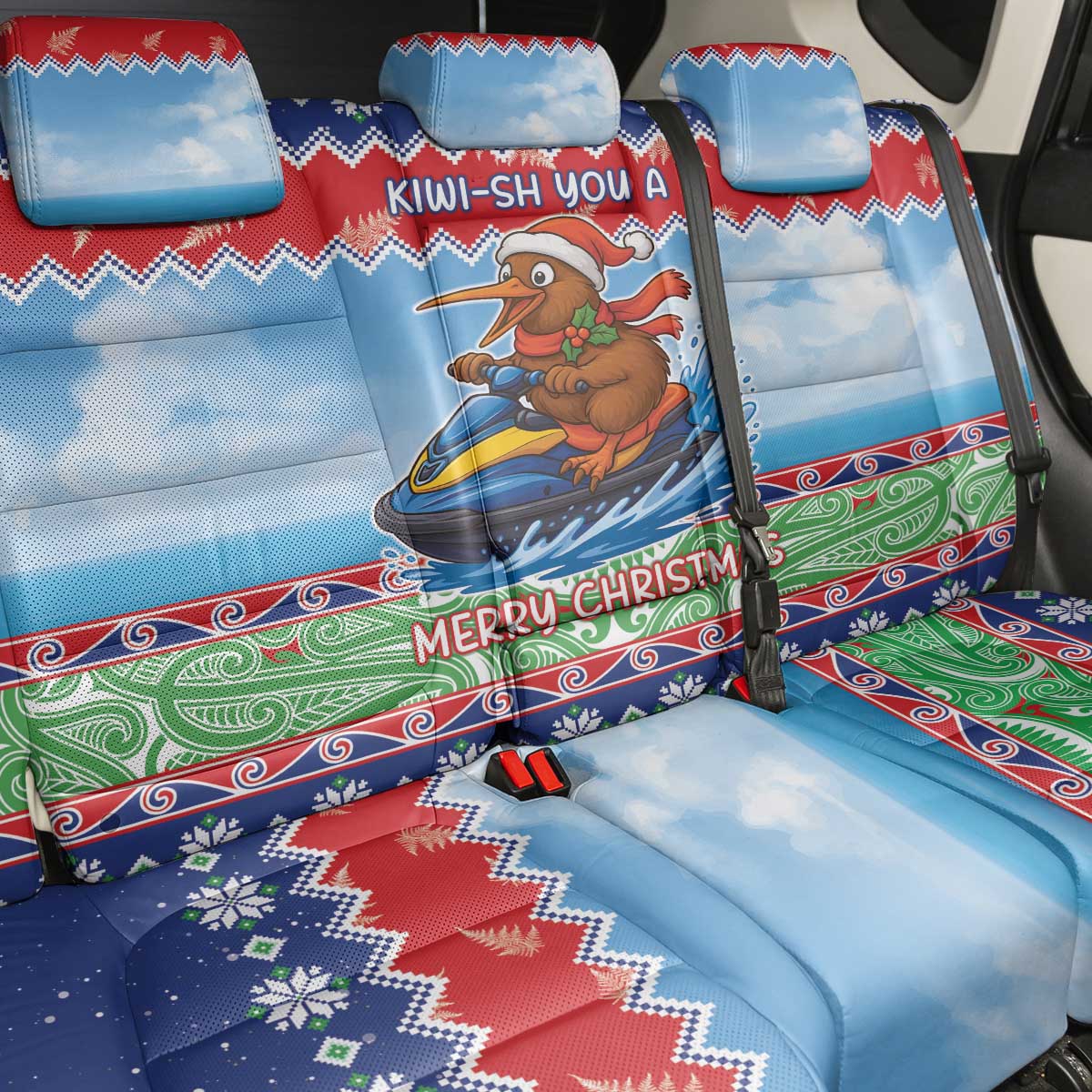 New Zealand Christmas Back Car Seat Cover Funny Jet Ride Kiwi Xmas - Aussie Hoodie