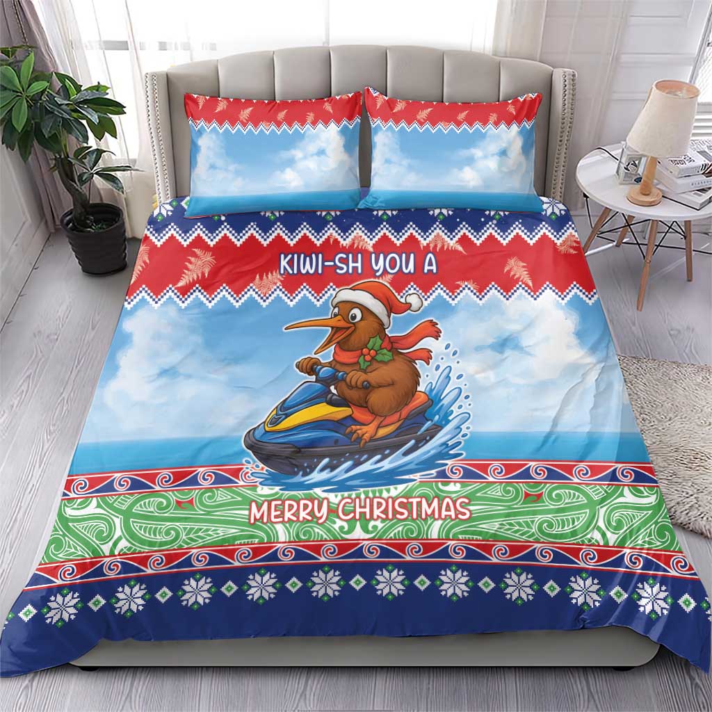 New Zealand Christmas Bedding Set Funny Jet Ride Kiwi Xmas - Aussie Hoodie