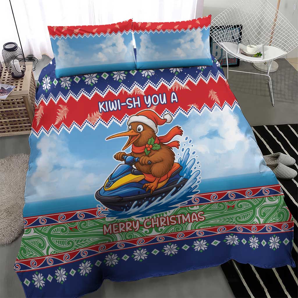 New Zealand Christmas Bedding Set Funny Jet Ride Kiwi Xmas - Aussie Hoodie