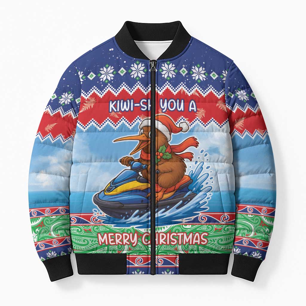 New Zealand Christmas Bomber Puffer Jacket Funny Jet Ride Kiwi Xmas - Aussie Hoodie