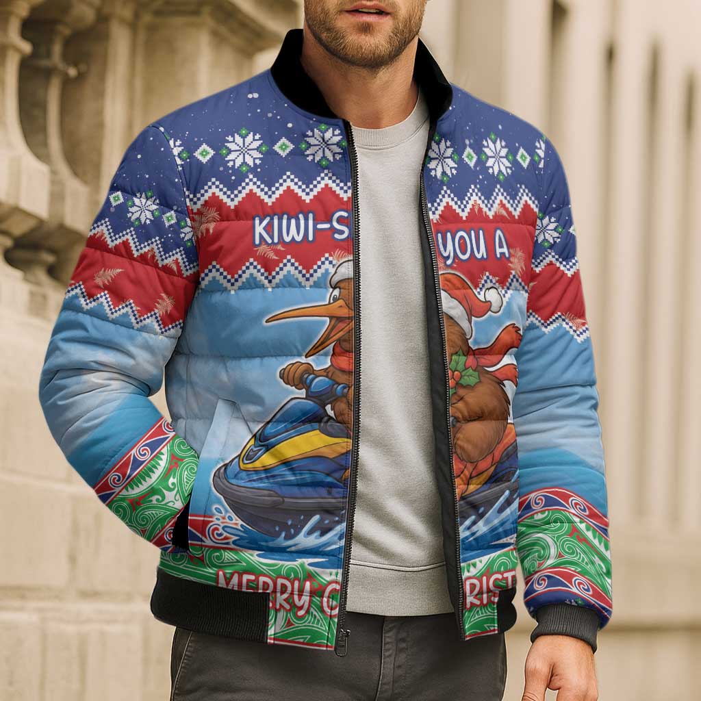 New Zealand Christmas Bomber Puffer Jacket Funny Jet Ride Kiwi Xmas - Aussie Hoodie