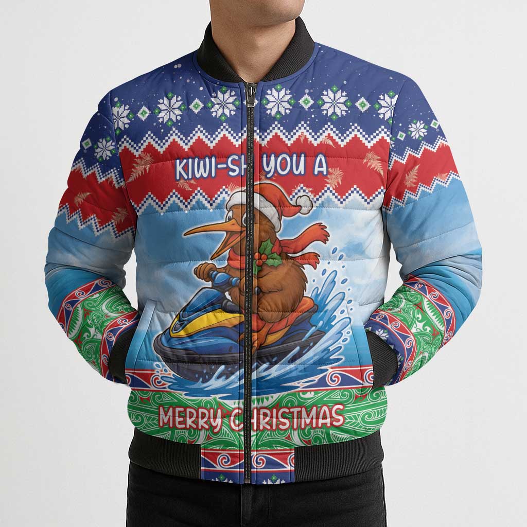 New Zealand Christmas Bomber Puffer Jacket Funny Jet Ride Kiwi Xmas - Aussie Hoodie