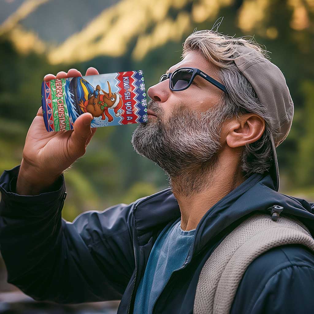 New Zealand Christmas 4 in 1 Can Cooler Tumbler Funny Jet Ride Kiwi Xmas - Aussie Hoodie