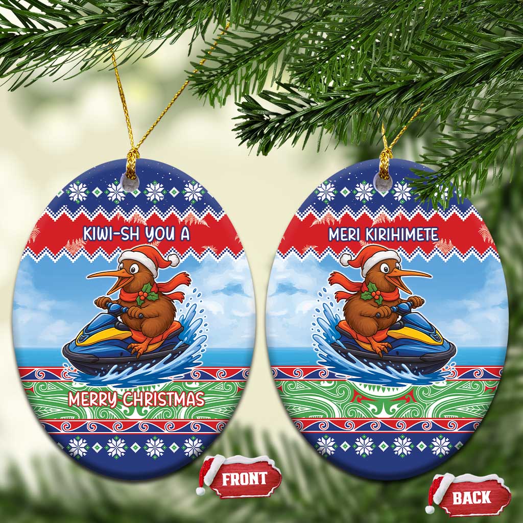 New Zealand Christmas Ceramic Ornament Funny Jet Ride Kiwi Xmas - Aussie Hoodie