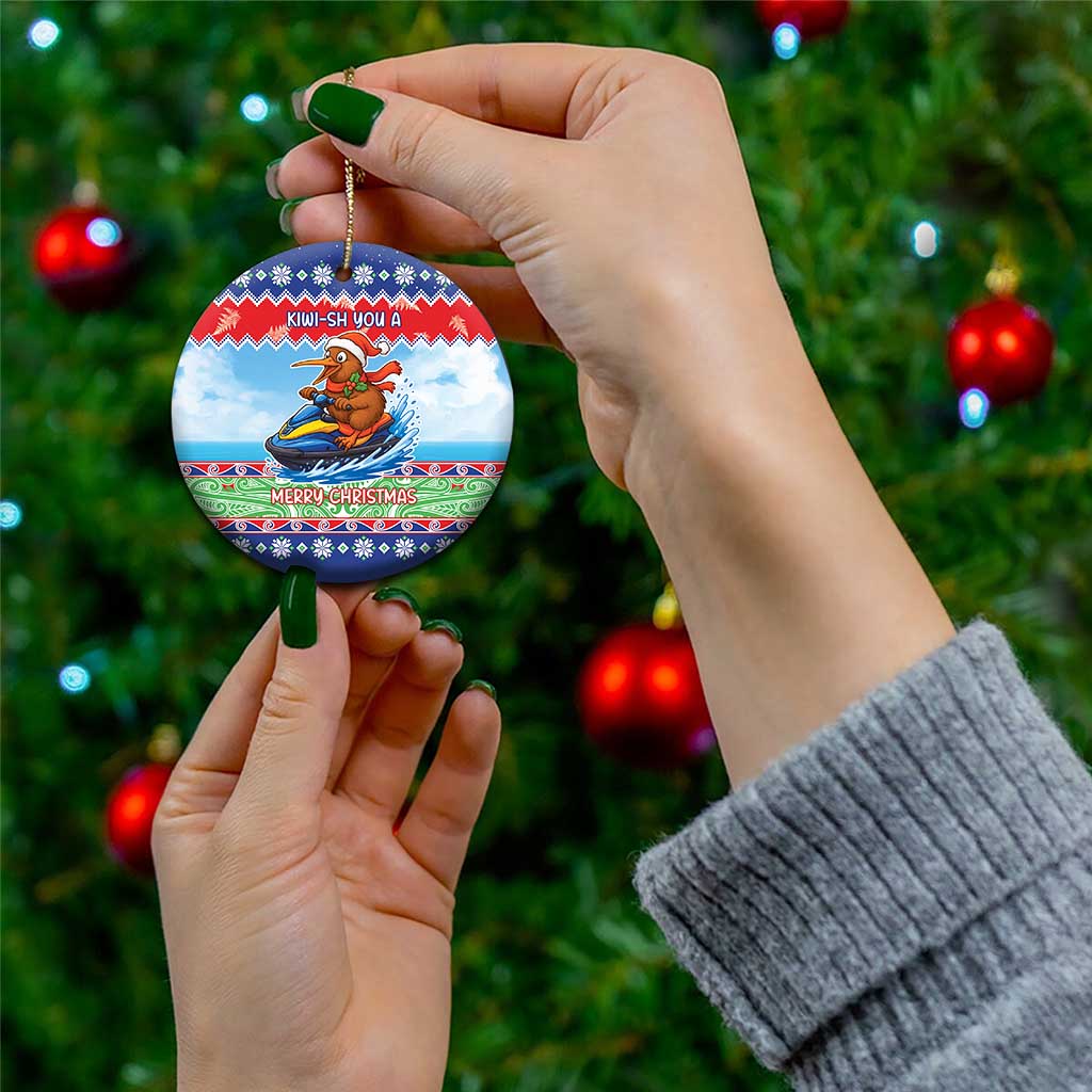 New Zealand Christmas Ceramic Ornament Funny Jet Ride Kiwi Xmas - Aussie Hoodie