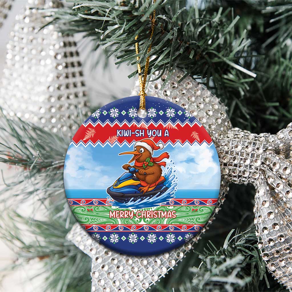 New Zealand Christmas Ceramic Ornament Funny Jet Ride Kiwi Xmas - Aussie Hoodie