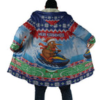 New Zealand Christmas Cloak Funny Jet Ride Kiwi Xmas - Aussie Hoodie