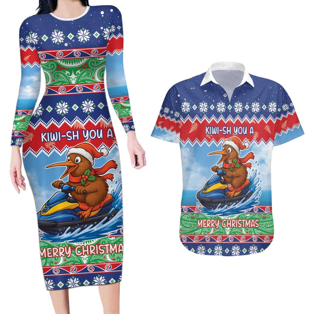 New Zealand Christmas Couples Matching Long Sleeve Bodycon Dress and Hawaiian Shirt Funny Jet Ride Kiwi Xmas - Aussie Hoodie