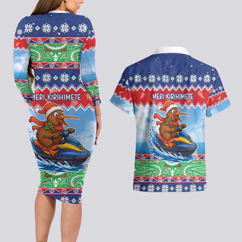 New Zealand Christmas Couples Matching Long Sleeve Bodycon Dress and Hawaiian Shirt Funny Jet Ride Kiwi Xmas - Aussie Hoodie