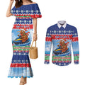 New Zealand Christmas Couples Matching Mermaid Dress and Long Sleeve Button Shirt Funny Jet Ride Kiwi Xmas - Aussie Hoodie