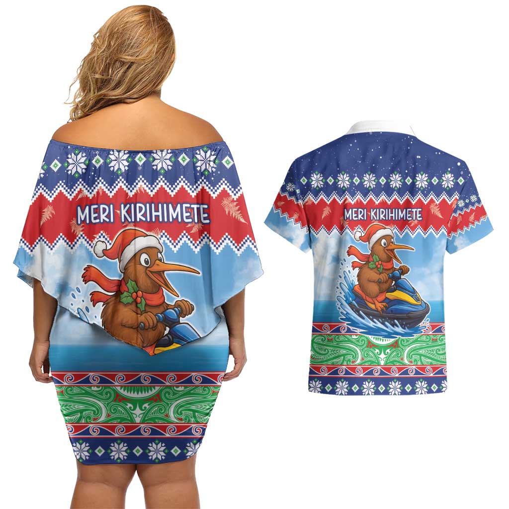 New Zealand Christmas Couples Matching Off Shoulder Short Dress and Hawaiian Shirt Funny Jet Ride Kiwi Xmas - Aussie Hoodie