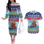 New Zealand Christmas Couples Matching Off The Shoulder Long Sleeve Dress and Hawaiian Shirt Funny Jet Ride Kiwi Xmas - Aussie Hoodie