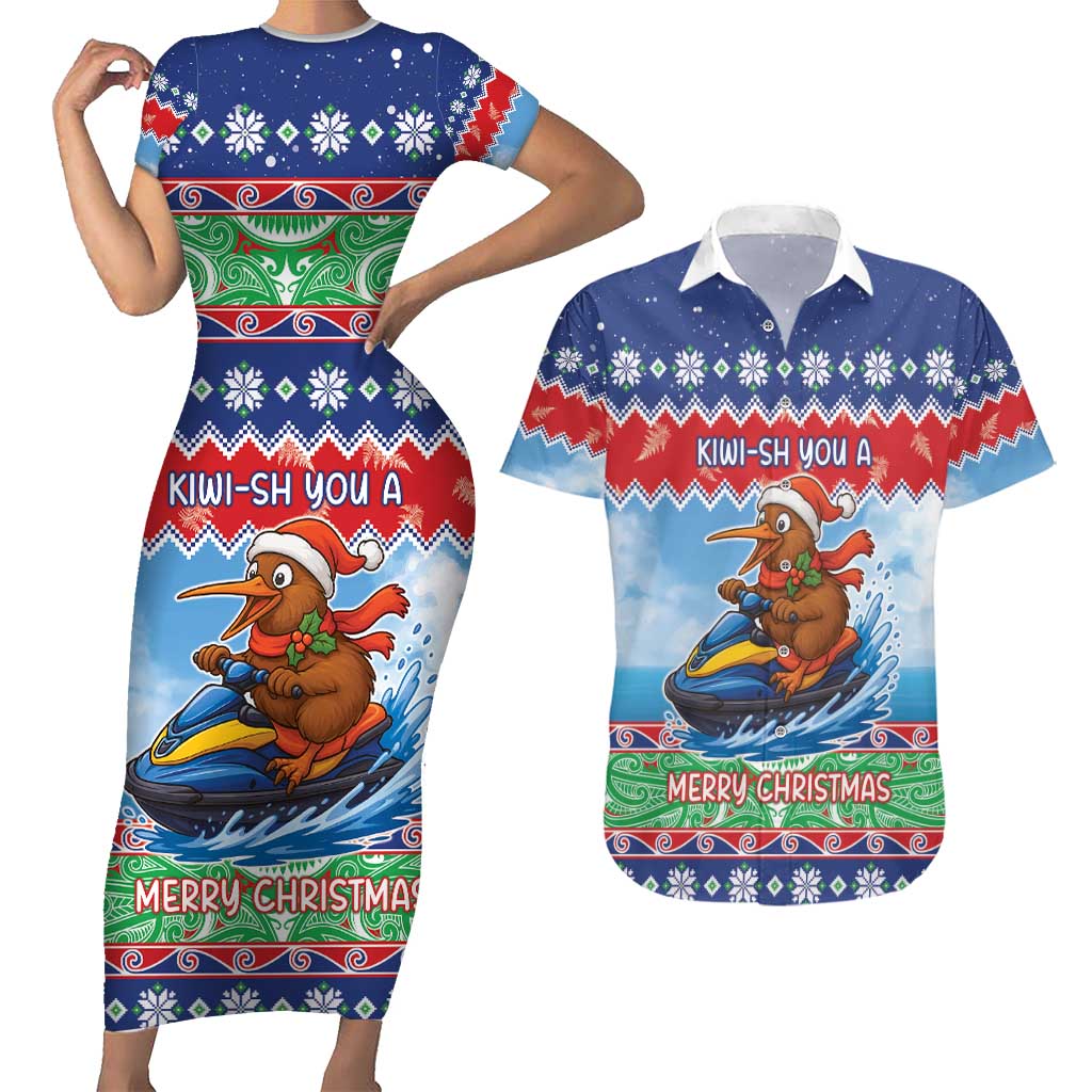 New Zealand Christmas Couples Matching Short Sleeve Bodycon Dress and Hawaiian Shirt Funny Jet Ride Kiwi Xmas - Aussie Hoodie