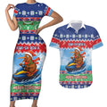 New Zealand Christmas Couples Matching Short Sleeve Bodycon Dress and Hawaiian Shirt Funny Jet Ride Kiwi Xmas - Aussie Hoodie