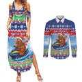 New Zealand Christmas Couples Matching Summer Maxi Dress and Long Sleeve Button Shirt Funny Jet Ride Kiwi Xmas - Aussie Hoodie