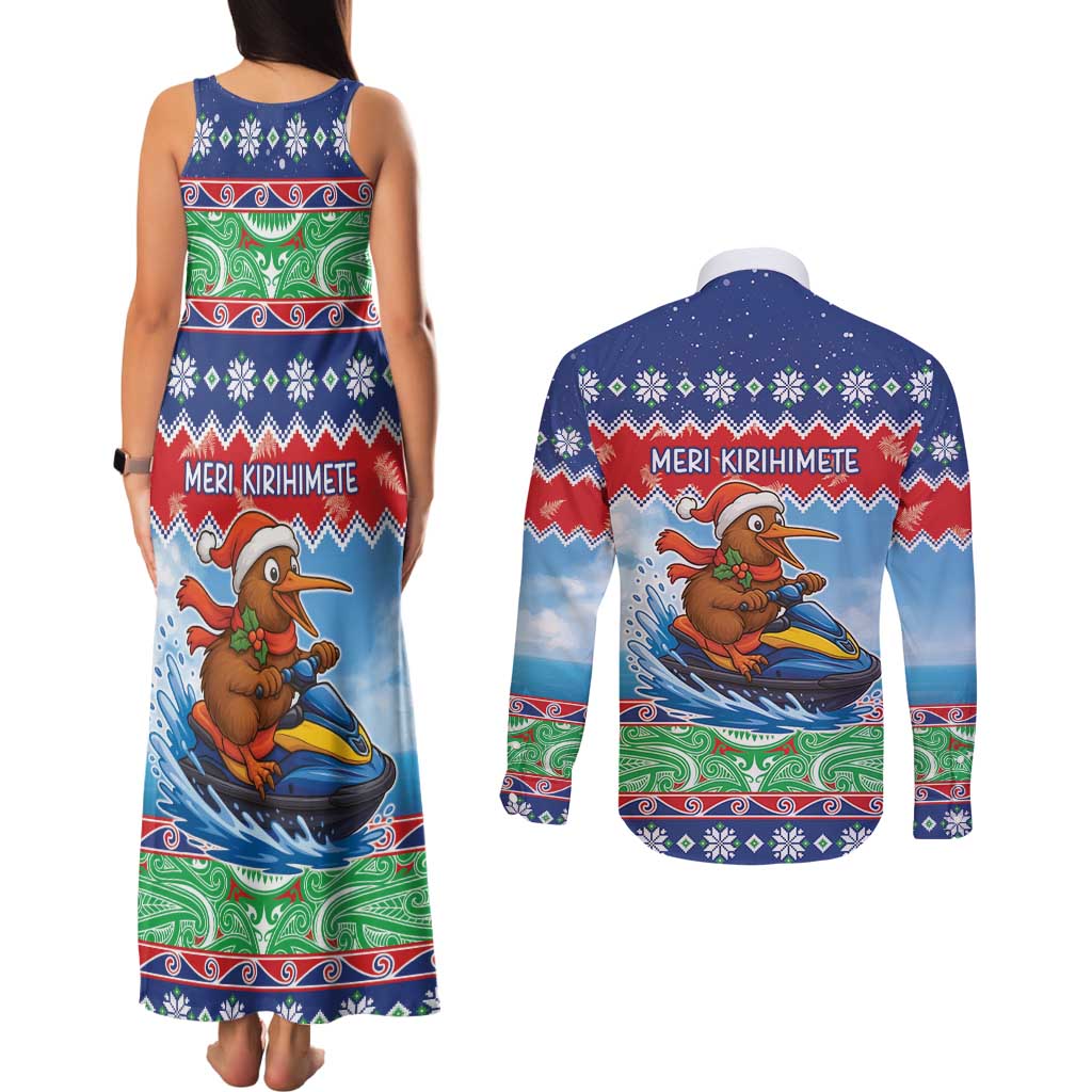 New Zealand Christmas Couples Matching Tank Maxi Dress and Long Sleeve Button Shirt Funny Jet Ride Kiwi Xmas - Aussie Hoodie