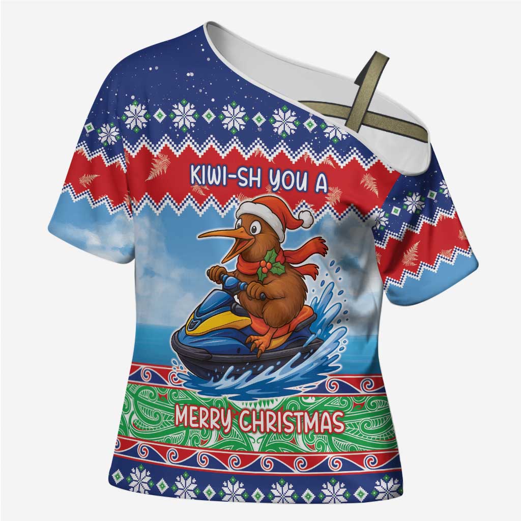 New Zealand Christmas Cross Shoulder Shirt Funny Jet Ride Kiwi Xmas - Aussie Hoodie