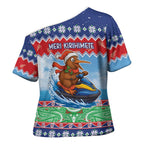 New Zealand Christmas Cross Shoulder Shirt Funny Jet Ride Kiwi Xmas - Aussie Hoodie