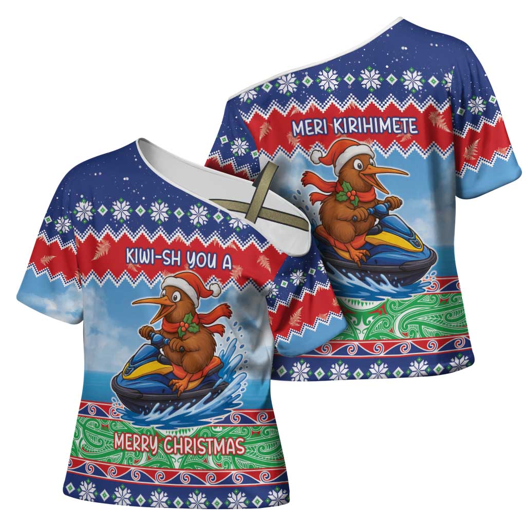 New Zealand Christmas Cross Shoulder Shirt Funny Jet Ride Kiwi Xmas - Aussie Hoodie