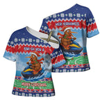 New Zealand Christmas Cross Shoulder Shirt Funny Jet Ride Kiwi Xmas - Aussie Hoodie
