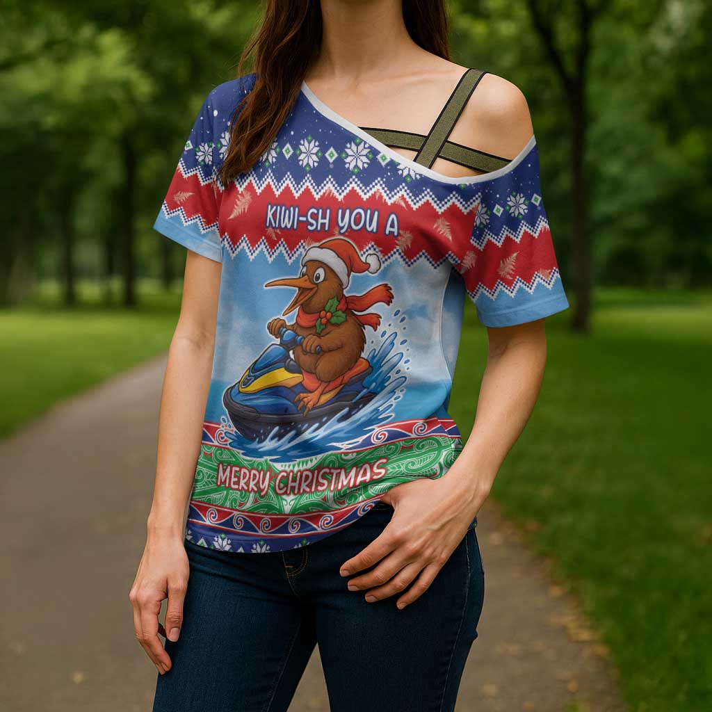 New Zealand Christmas Cross Shoulder Shirt Funny Jet Ride Kiwi Xmas - Aussie Hoodie